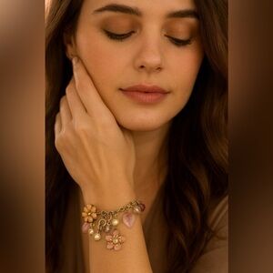 Authentic vintage Carolee charm bracelet. Floral themed. Very pretty.  💐